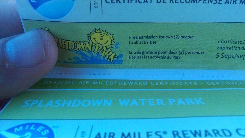 Two tickets for two admission to splashdown park