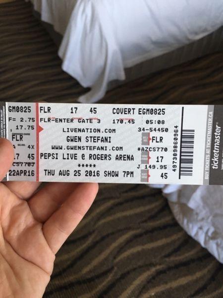Ticket for tonight's Gwen Stefani & Eve concert! $100 OBO