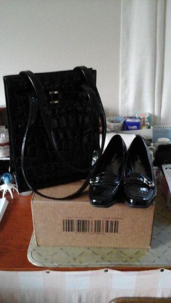 black shoes and purse