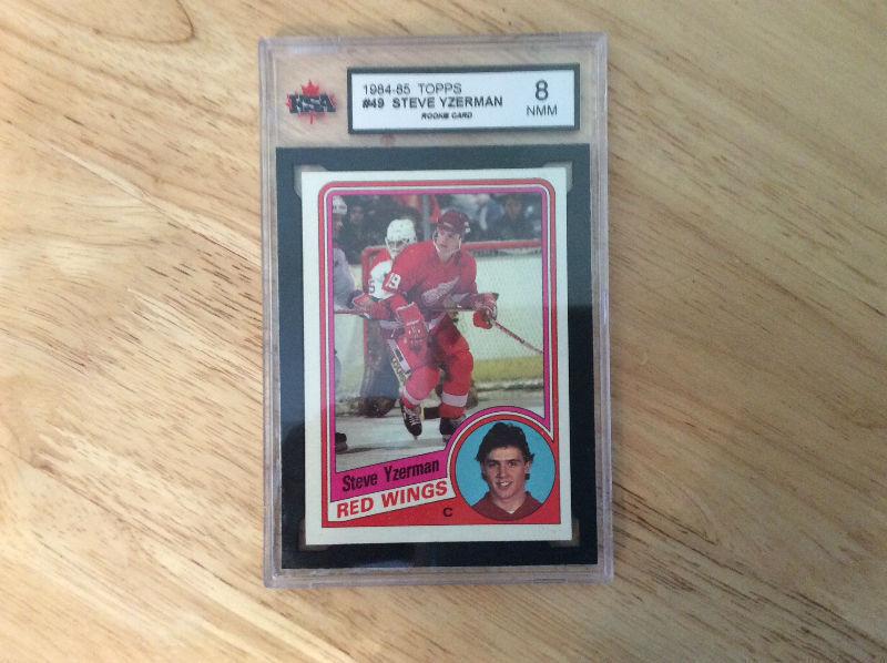 1984-84 topps #49 Steve Yzerman rc grated at 8