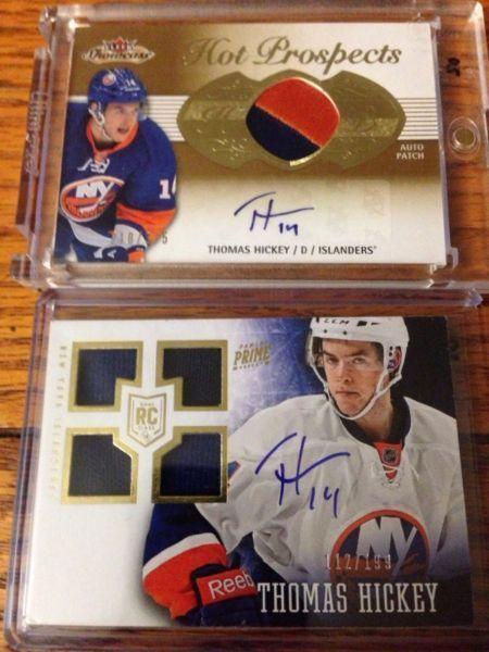Thomas Hickey rookie cards auto patch jersey