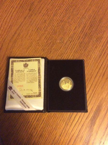 $100 Canadian Gold Coin. 1995 Louisbourg