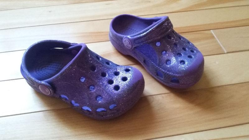 sparkly purple Crocs