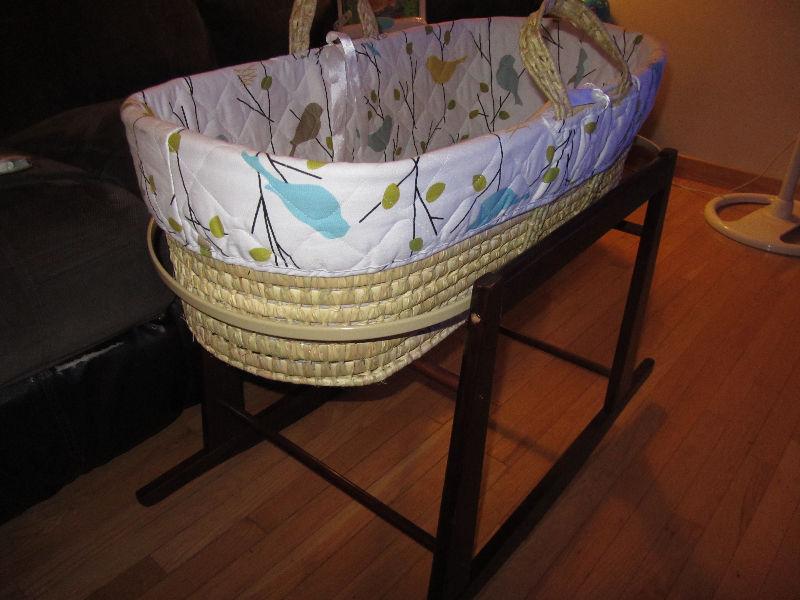 Barely used Moses Basket with Espresso stand