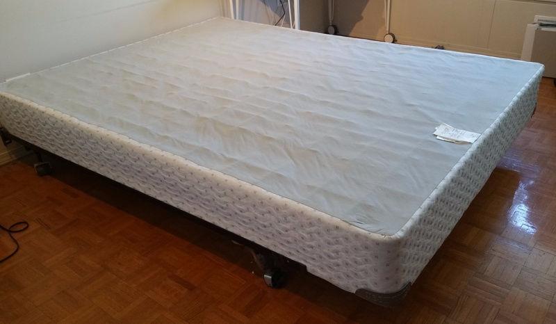 Queen Bed with 6-wheel frame, Box Spring and Mattress