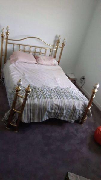 Queen size quality brass bed with firm Matress and spring box