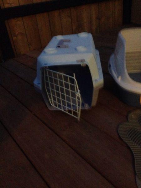 Cat litter box, kennel and miscellaneous other cat stuff