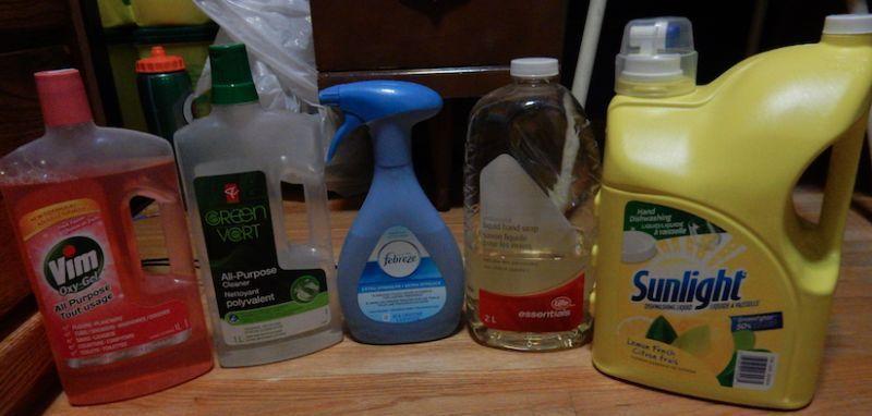Large variety of cleaning liquid supplies for only $10!