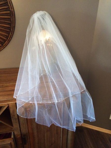 Wedding veil - 2 tier beaded