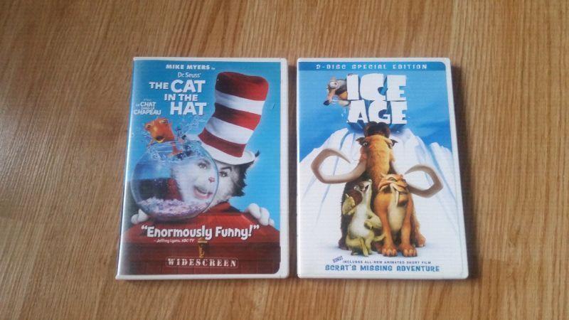 The Cat in the Hat and Ice Age DVD's