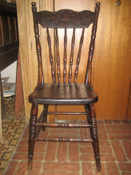 Antique Elm Pressback Chairs Set of Four