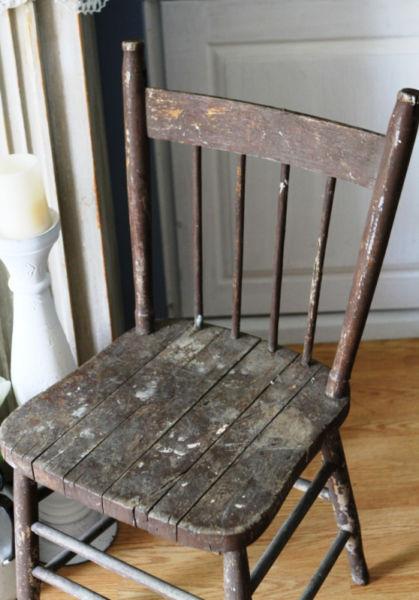Primitive Paint peeling Press back Antique Chair JUST $10