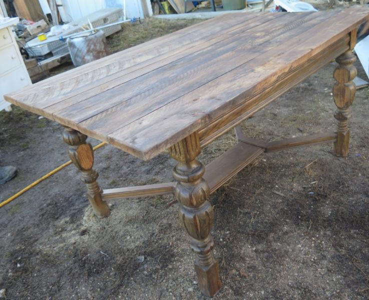 Beautiful Rustic Antique Dining Table W Barn Board Top 3ft x 5ft