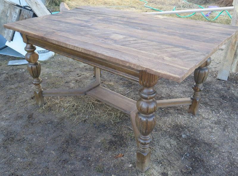 Beautiful Rustic Antique Dining Table W Barn Board Top 3ft x 5ft