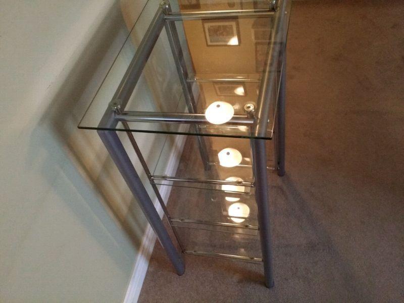 Glass Table Stand $100 (3 bottom shelfs) + Top shelf