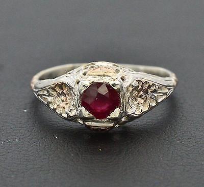46ctw Genuine Ruby 925 Sterling 14k Rose Gold Engagement Ring