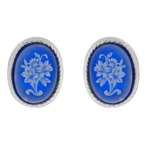 BRAND NEW CAMEO BLUE EARRINGS CRAFTED IN STERLING SILVER