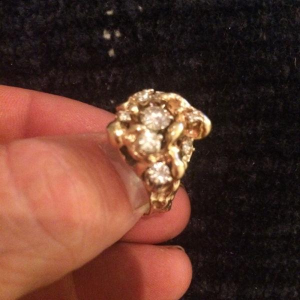 Diamond & Gold Nugget Ring
