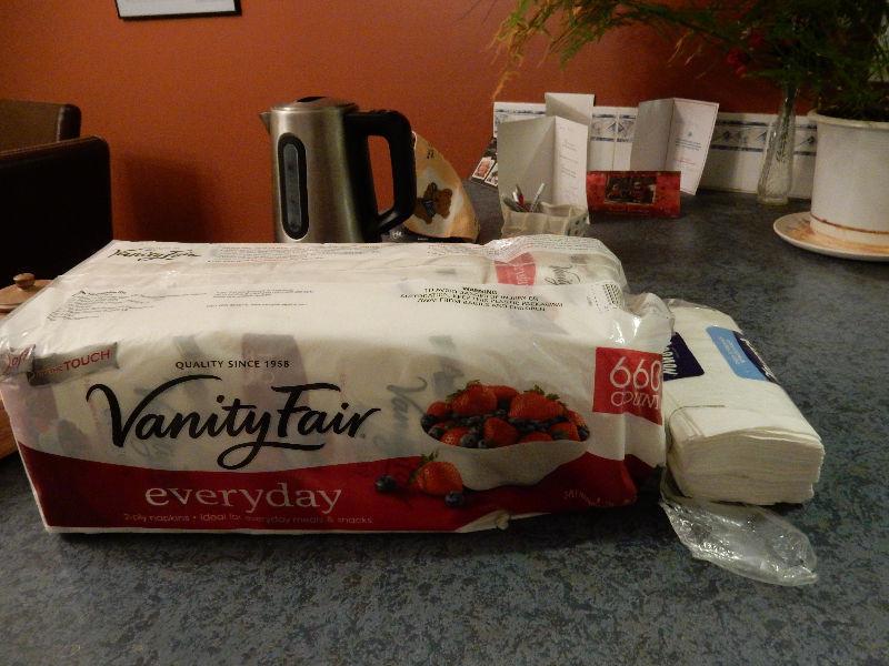 Unopened napkins, styrofoam cups, plates and utensils for cheap!