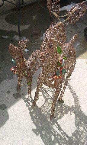 Light Up Grapevine PVC Christmas Deers