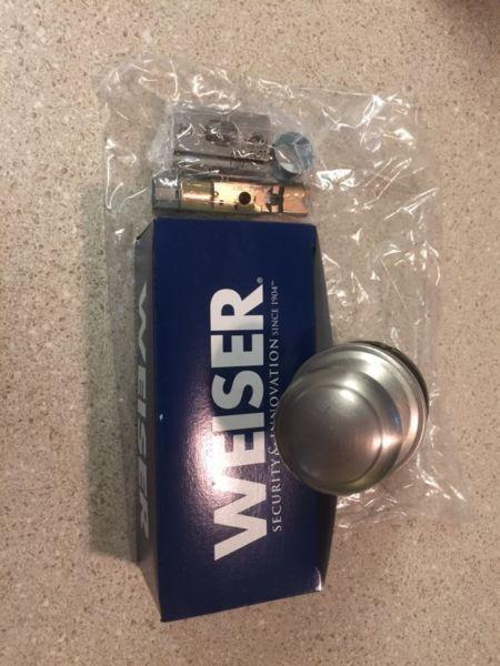 Weiser Troy Passage set in Satin Nickel