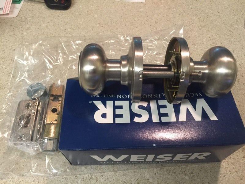 Weiser Troy Passage set in Satin Nickel