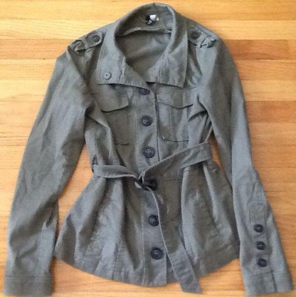 Khaki coloured BELTED JACKET size 12 DIVIDED by H & M $10