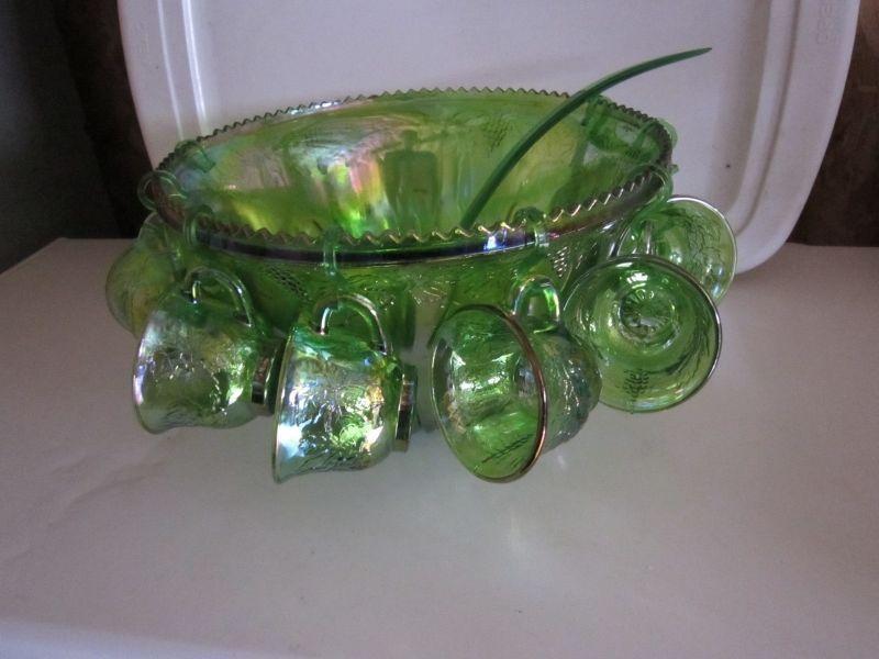 Green Indiana Carnival Glass 