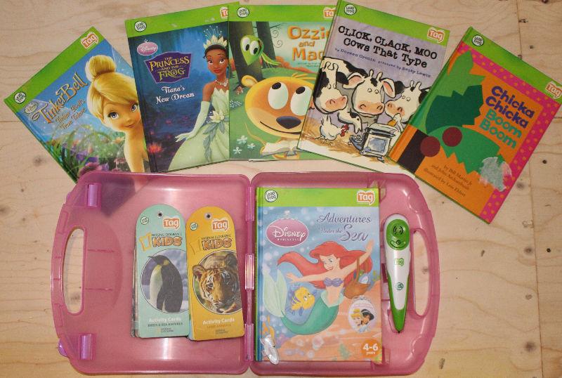 Leapfrog Tag Reading System + Books and Carrying Case