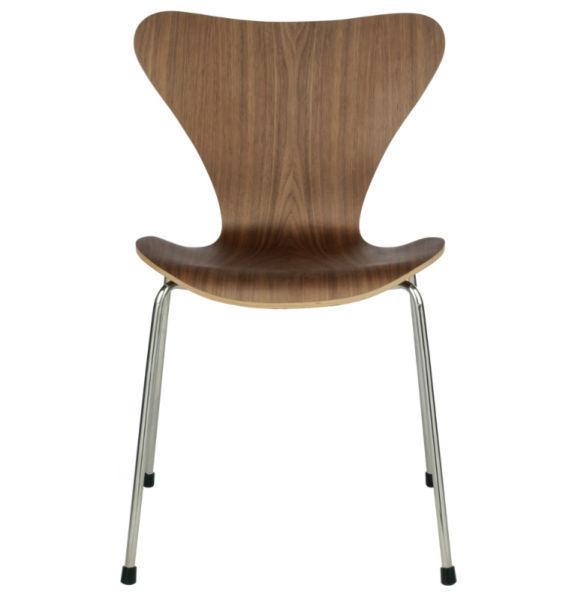 Jacobsen Style Serie 7 Dining Chair Mid-Century Modern Wood