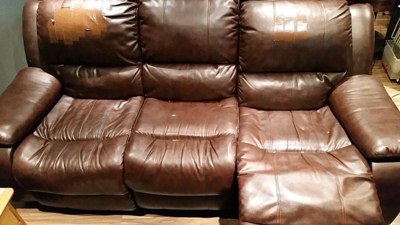 Bonded Leather Reclining Sofa