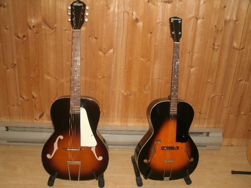 PACKAGE DEAL ONLY. 2 ARCHTOPS ,1957 KAY & 1930 KALAMAZOO w CASE