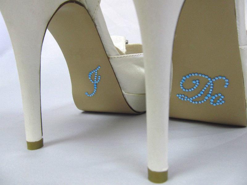 I DO Wedding Bridal Shoe Stickers - Rhinestones Motif Blue
