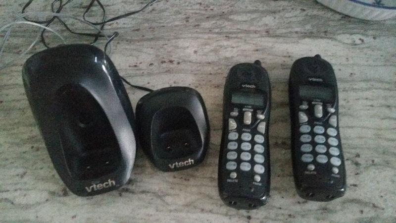 Vtech Cordless Portable Telephones with Two Handsets (Black)