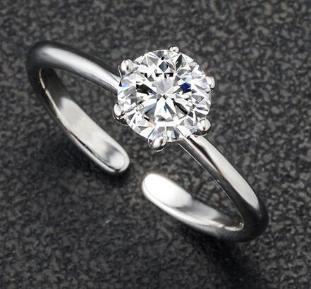 Crystal Shop Silver Plated SWA Element Zircon Wedding Ring