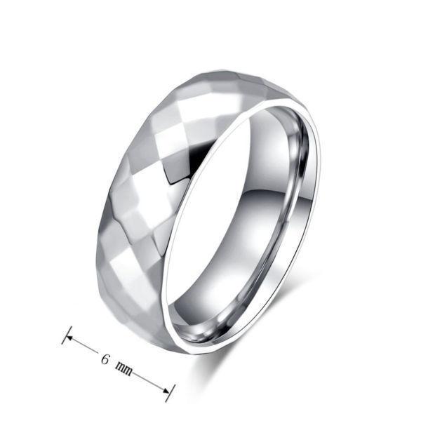 Unisex 6mm wide Diamond Cut Stainless Steel Ring (Band) - Size 9