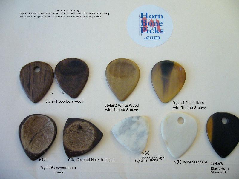 Guitar Picks Handmade Exotic Woods Bone Buffalo Horn Var. Styles