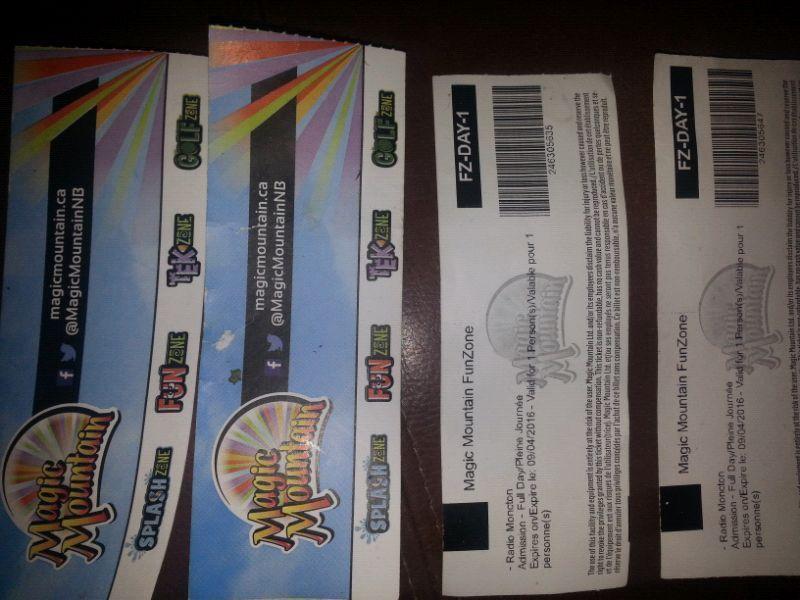 4 All Day Adult or Children passes Fun Zone Magic Mountain