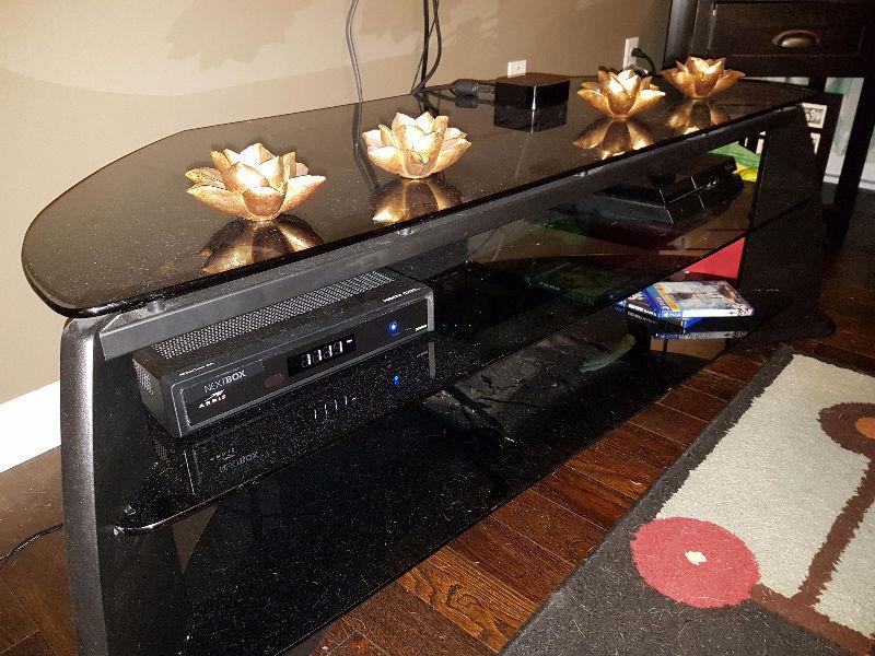 Three tier black glass TV stand for 60