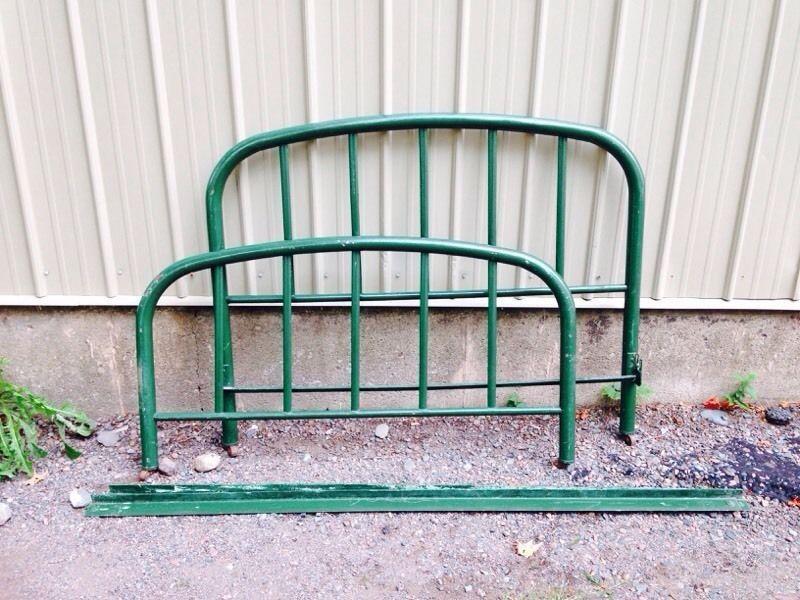 Antique Steel Double Bed. Headboard, Footboard and Rails