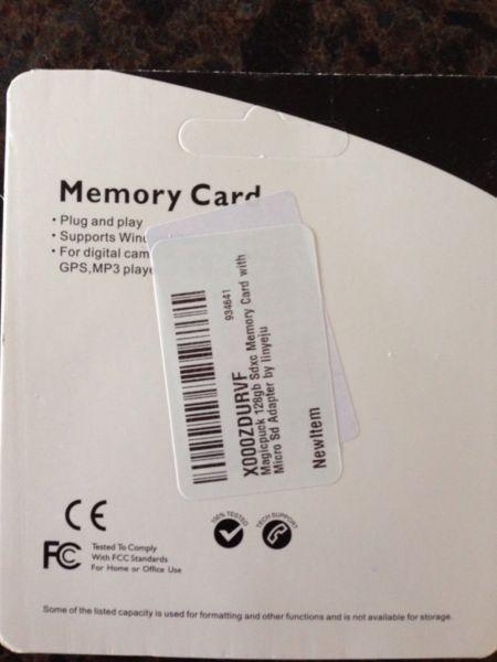128 and 64 gig memory cards