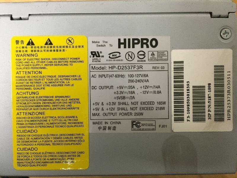 HIPRO 250 WATT 250W POWER SUPPLY