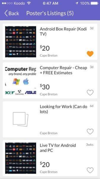 Android box - tv and computer repair scam