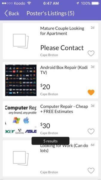 Android box - tv and computer repair scam