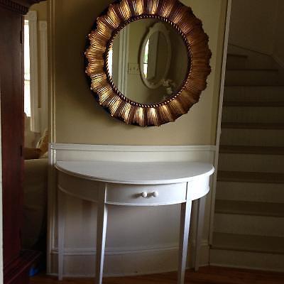 Beautiful White Hall Table and Gilded Mirror,table is 41