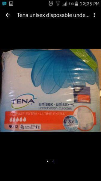 Tena unisex XL disposal underwear and Dex4 Fast Acting glucose