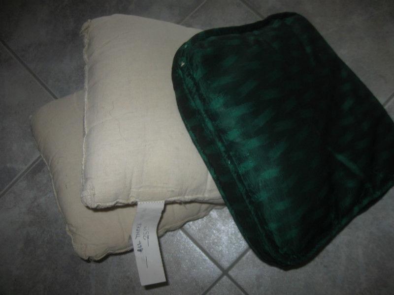 THREE 10-INCH SQUARE SOFA ACCENT CUSHIONS for COVERING