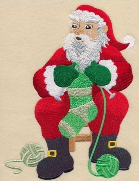 Knit a Little Christmas - Santa Embroidered Block