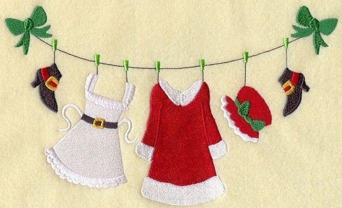 Mrs. Claus Clothesline Embroidered Block