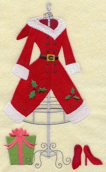 Mrs. Claus Dress Form and Heels Embroidered Block